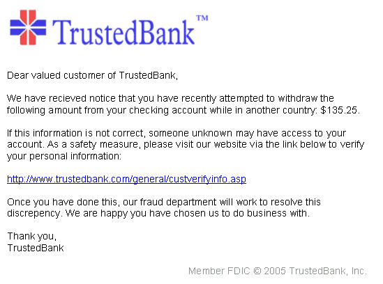 Example of a phishing email
